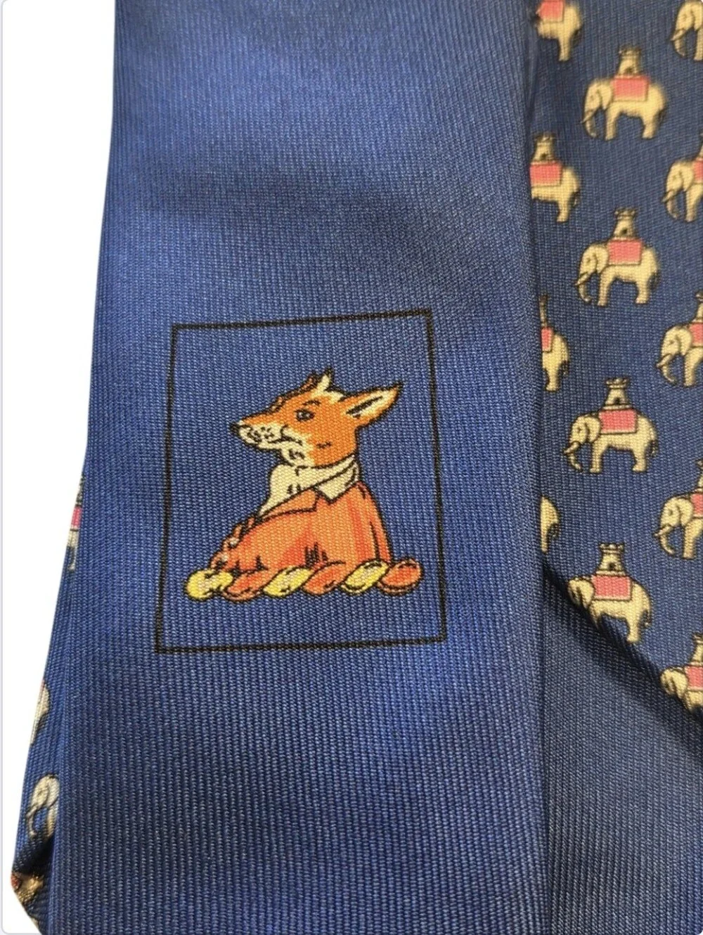 Thomas Pink Silk Royal Blue Novelty Elephant Print Tie